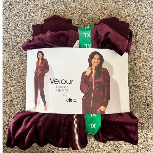 NWT Women's Felina Velour Track Suit, XL, Purple/Red, Loungewear, Jogger - Picture 2 of 6